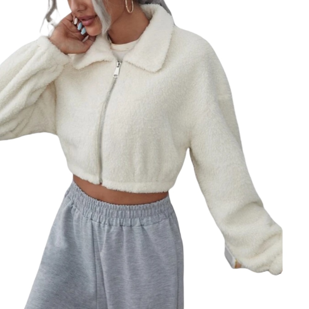 Zip Up Drop Shoulder Fleece Jacket